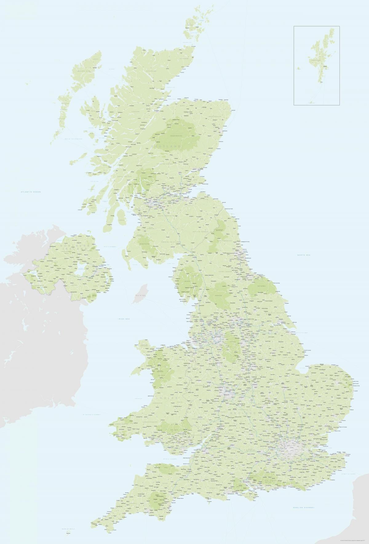 Grande mapa do Reino Unido (UK)