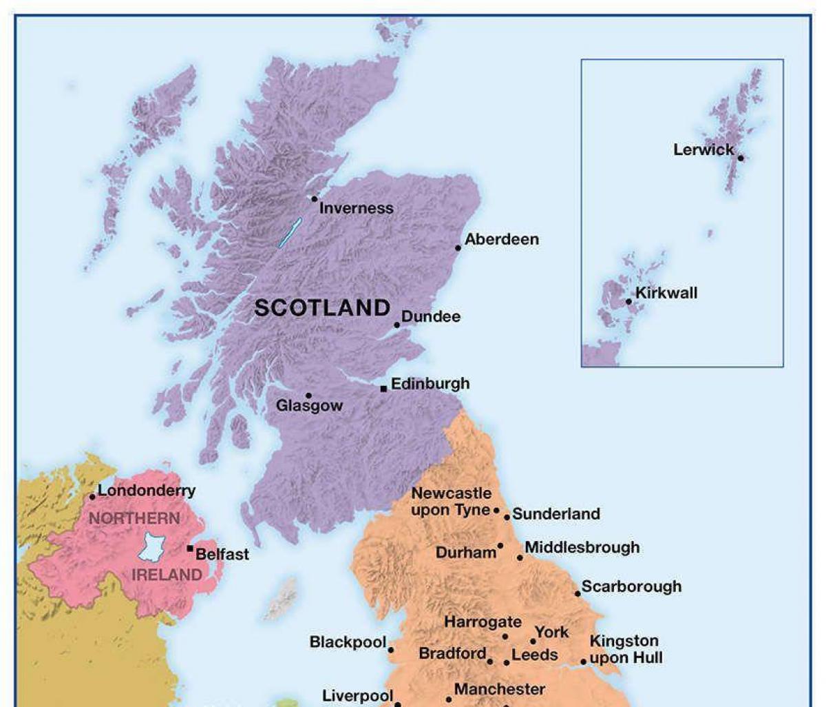Mapa do Norte do Reino Unido (UK)