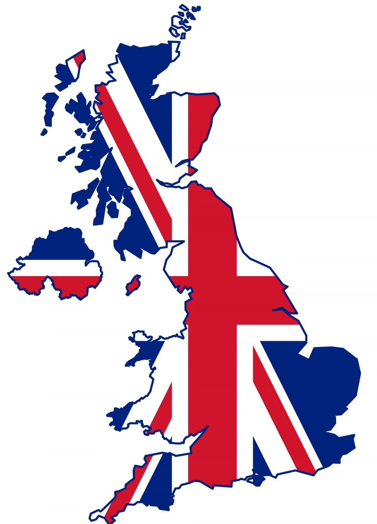 Mapa da bandeira do Reino Unido (UK)