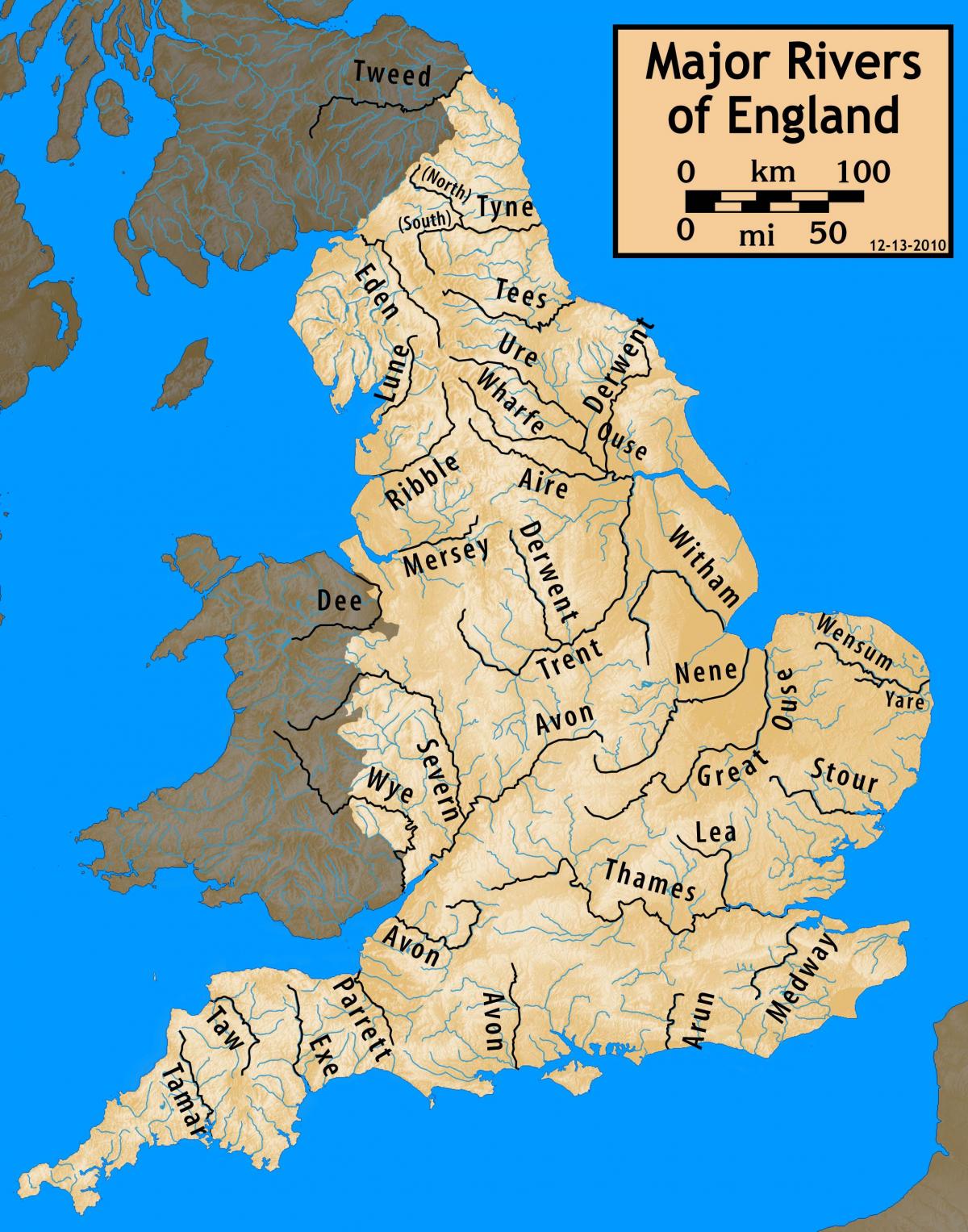 Rios no Reino Unido (UK) map