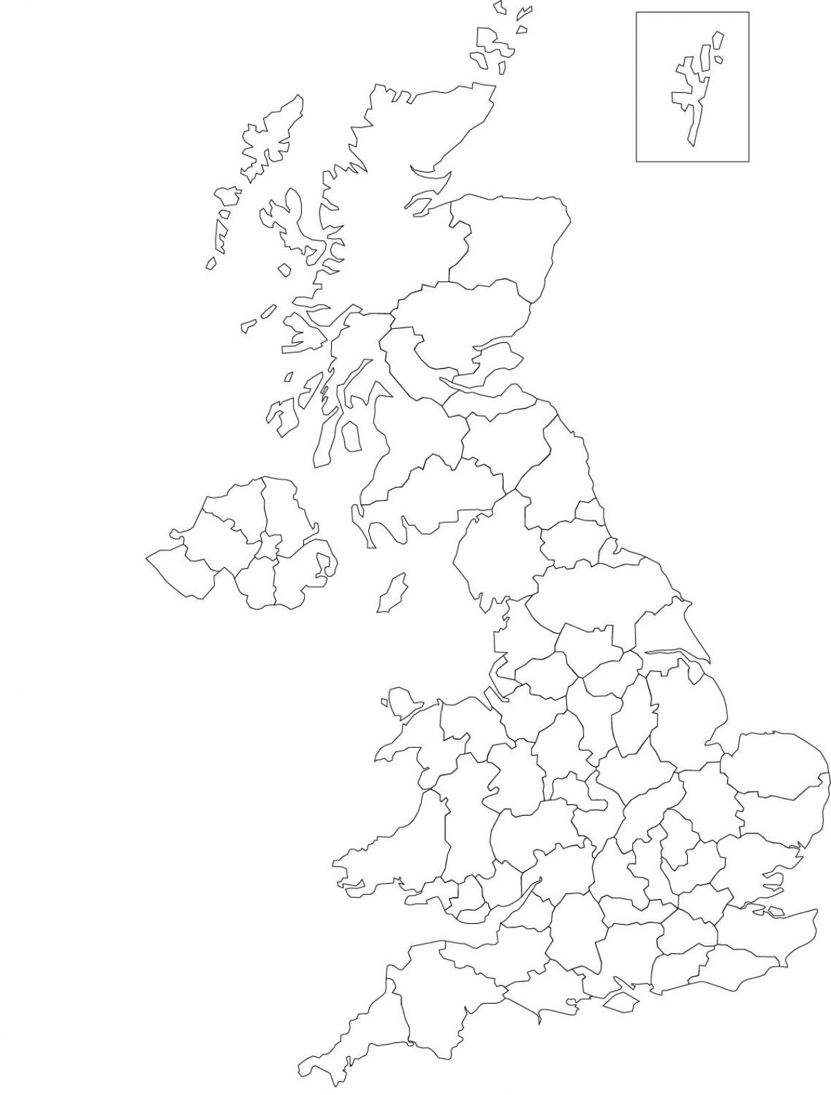 Mapa de contornos do Reino Unido (UK)