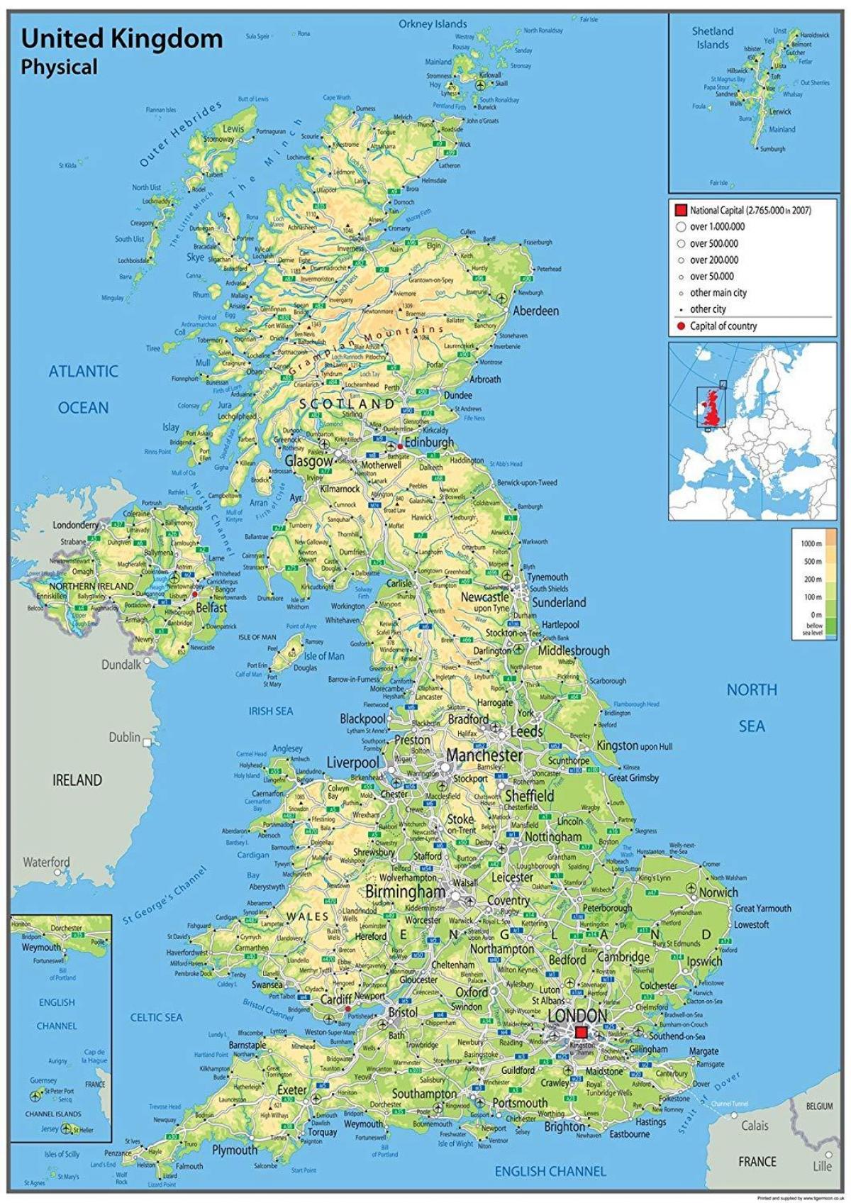 Mapa do aterro sanitário do Reino Unido (UK)